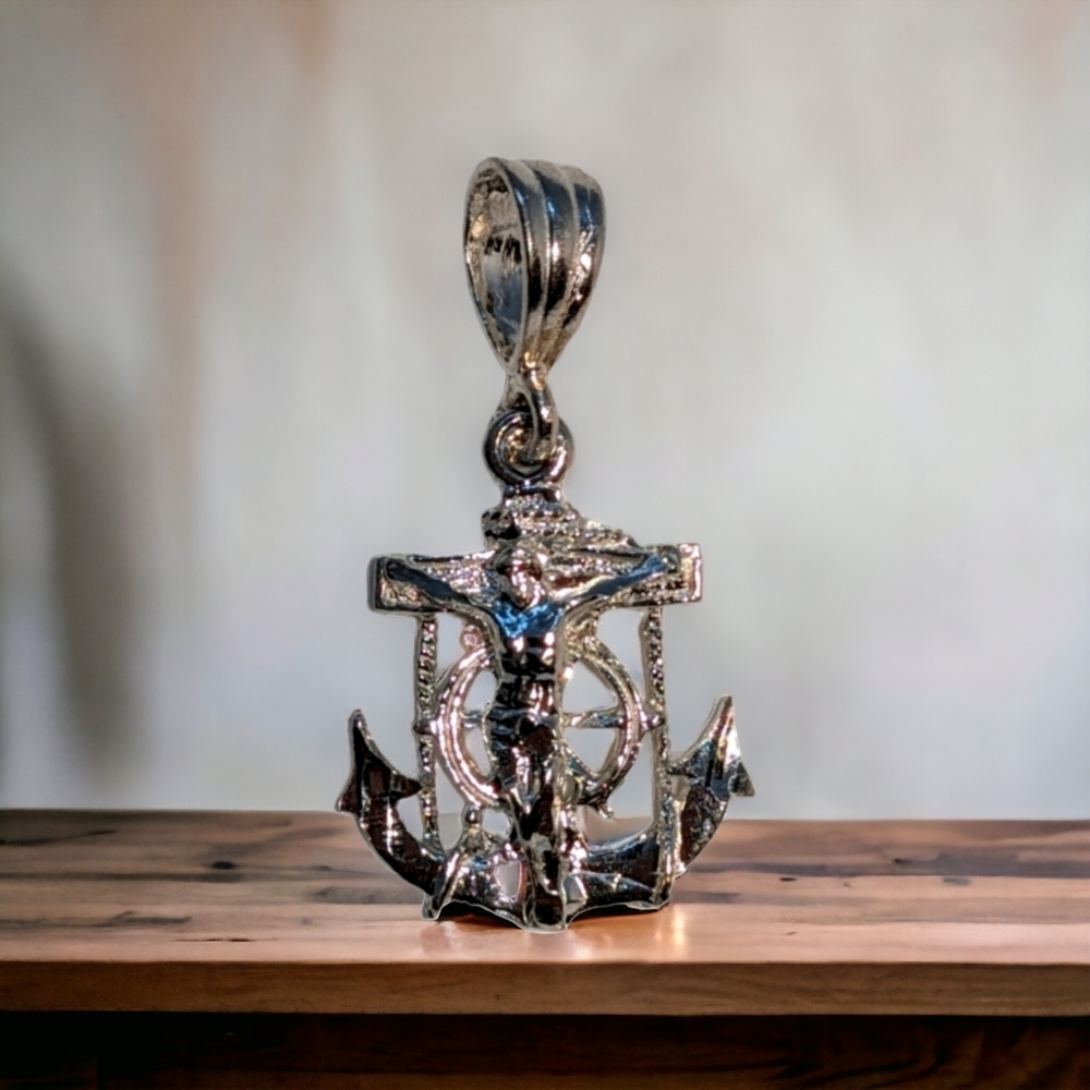 Anchor with Crucified Jesus 925 Stamped silver